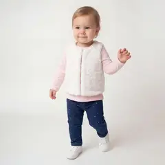 YAMP - Conjunto Polera Más Pantalón Más Peludo Sin Mangas Bebé Niña