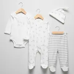 YAMP - Ajuar Pack Body Más Patitas Más Gorro y Pijama Unisex Bebé