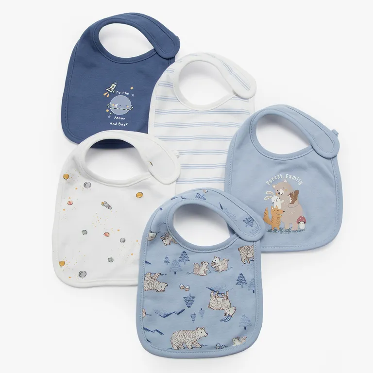 5 Baberos Algodón Unisex Bebé