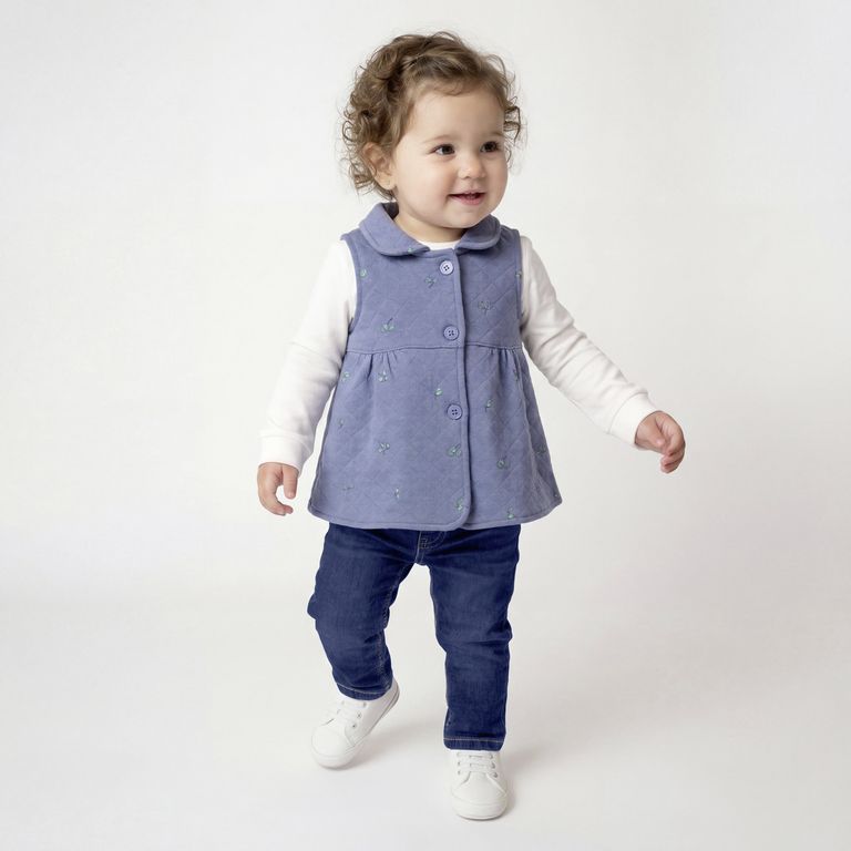 Conjunto Body Más Chaqueta Vest y Calza Bebé Niña