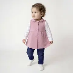 YAMP - Conjunto Body Más Chaqueta Vest y Calza Bebé Niña