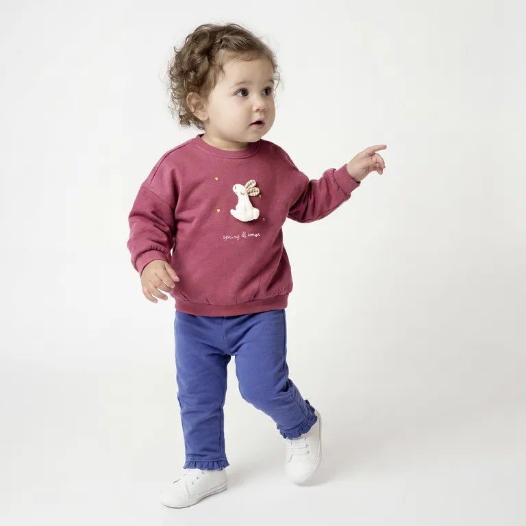 Conjunto Polerón Más Pantalón de Buzo y Body Bebé Niña