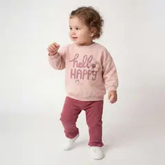 YAMP - Conjunto Polerón Más Pantalón de Buzo y Body Bebé Niña
