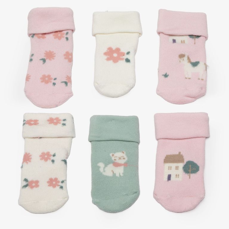 6 Pares Calcetines Algodón Unisex Bebé