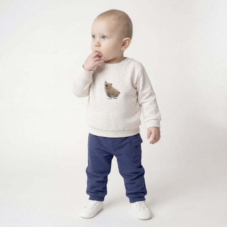 Conjunto Polerón Más Pantalón de Buzo y Body Bebé Niño