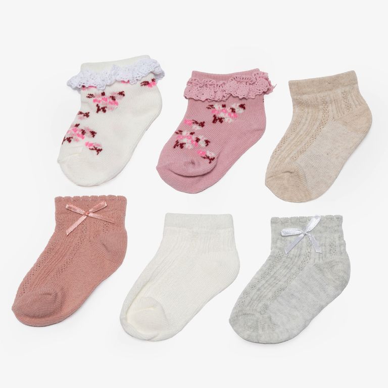 6 Pares Calcetines Algodón Unisex Bebé
