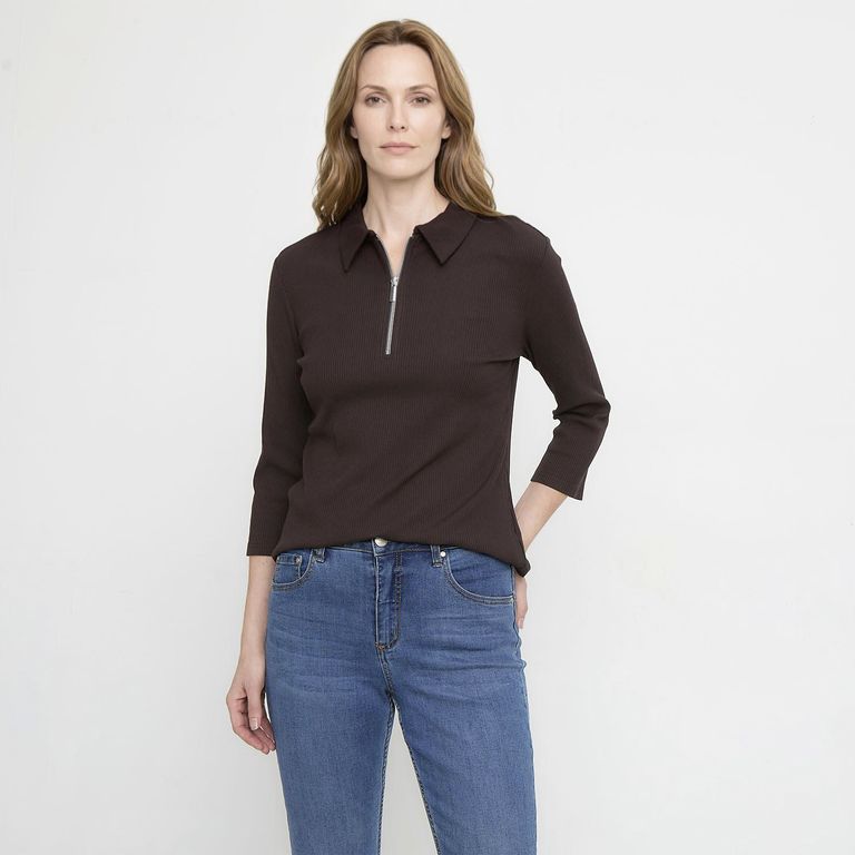 Polera Medio Cierre Manga Larga Mujer