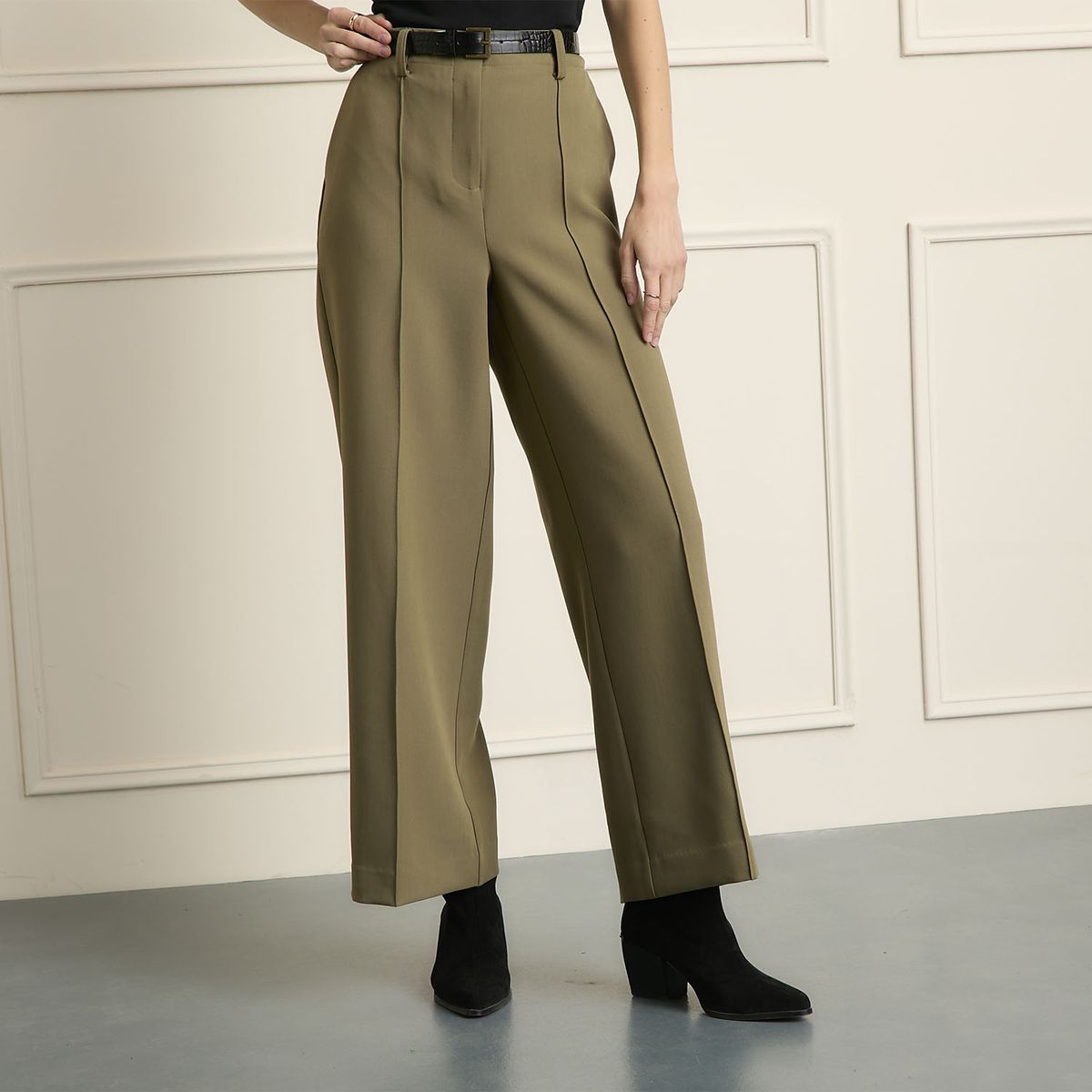 BASEMENT - Pantalón Straigth Tiro Alto Mujer Basement