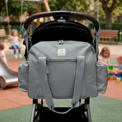 CONIGLIO - Bolso Maternal Pañalero Gris Con Mudador Portátil