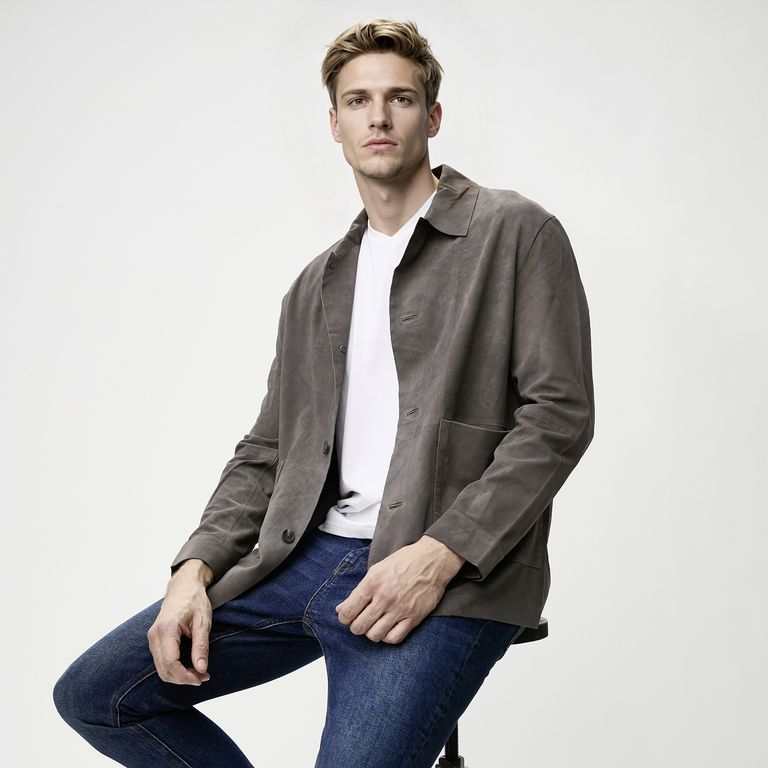 Chaqueta 100% Cuero Gamuza Hombre Wolf & Hank
