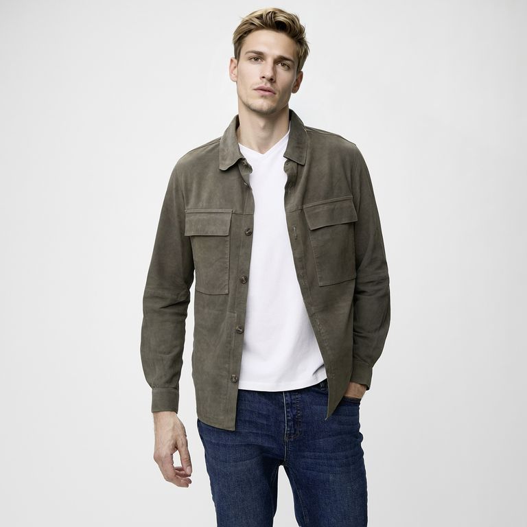 Chaqueta 100% Cuero Gamuza Hombre Wolf & Hank