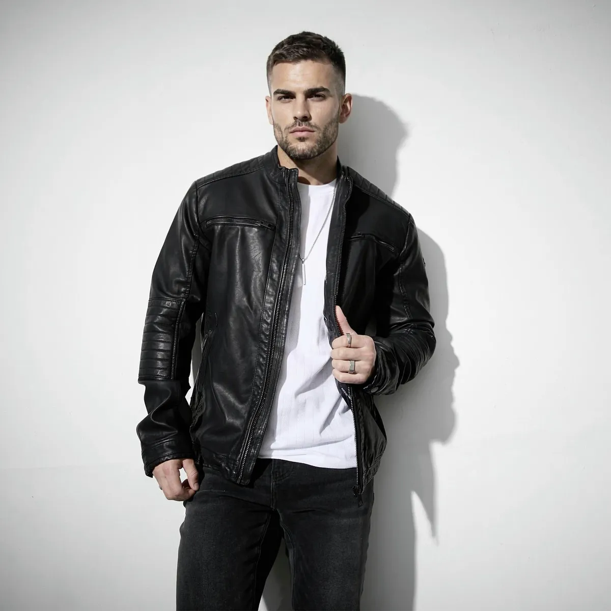 MOSSIMO - Chaqueta Efecto Cuero Hombre Mossimo