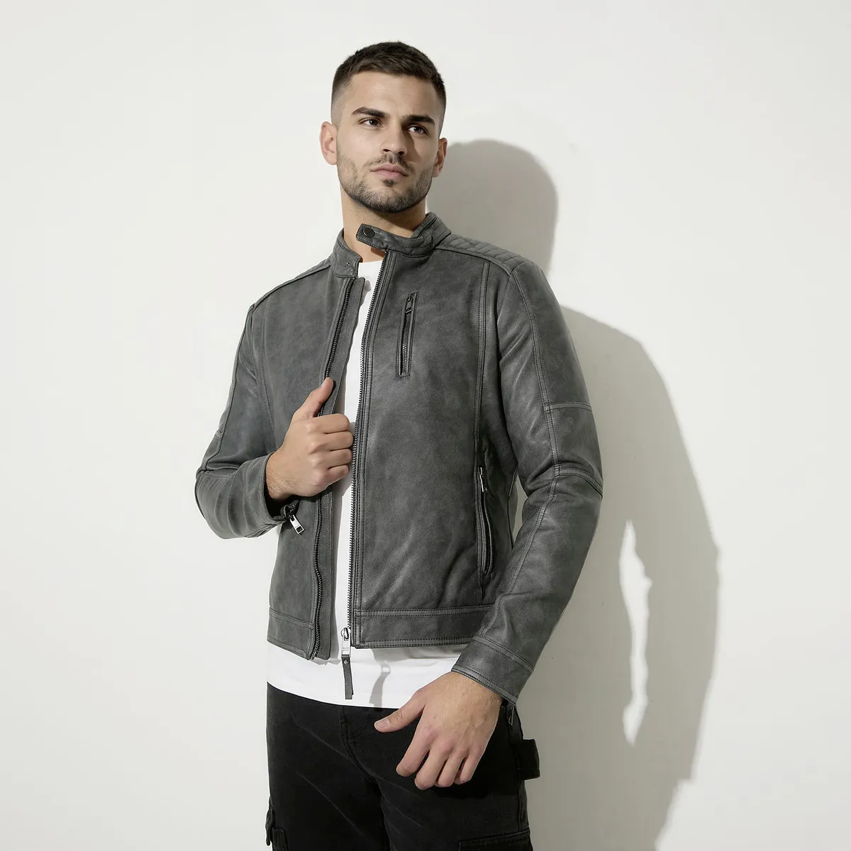MOSSIMO - Chaqueta Efecto Cuero Hombre Mossimo