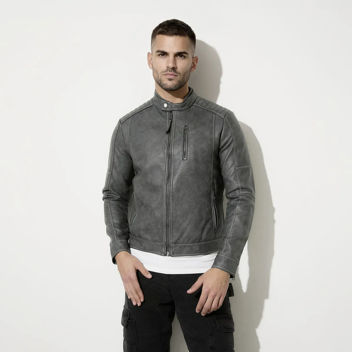 MOSSIMO - Chaqueta Efecto Cuero Hombre Mossimo