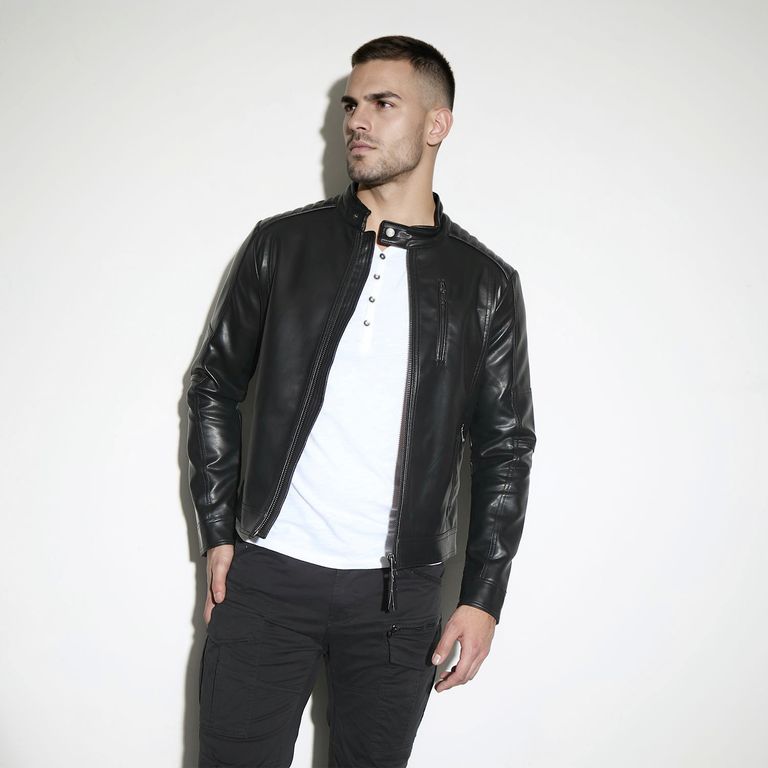 Chaqueta Efecto Cuero Hombre