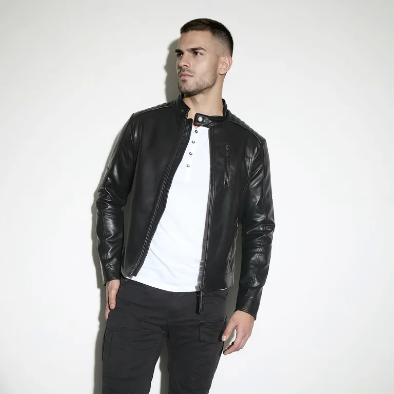 Chaqueta Efecto Cuero Hombre