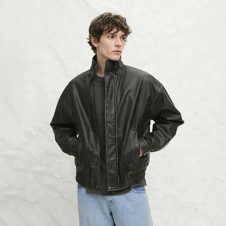 Chaqueta Efecto Cuero Hombre
