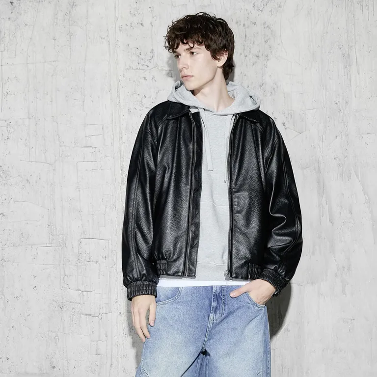 Chaqueta Efecto Cuero Hombre