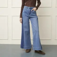 BASEMENT - Jeans Wide Leg Tiro Alto Mujer