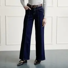 BASEMENT - Jeans Wide Leg Tiro Alto Mujer