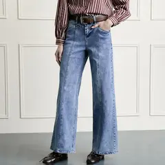 BASEMENT - Jeans Wide Leg Tiro Alto Mujer
