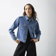 BASEMENT - Chaqueta Jeans Botones Mujer