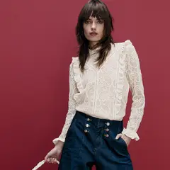 BASEMENT - Jeans Culotte Tiro Alto Botones Dorado Mujer