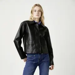 ELLE - Chaqueta Efecto Cuero Mujer