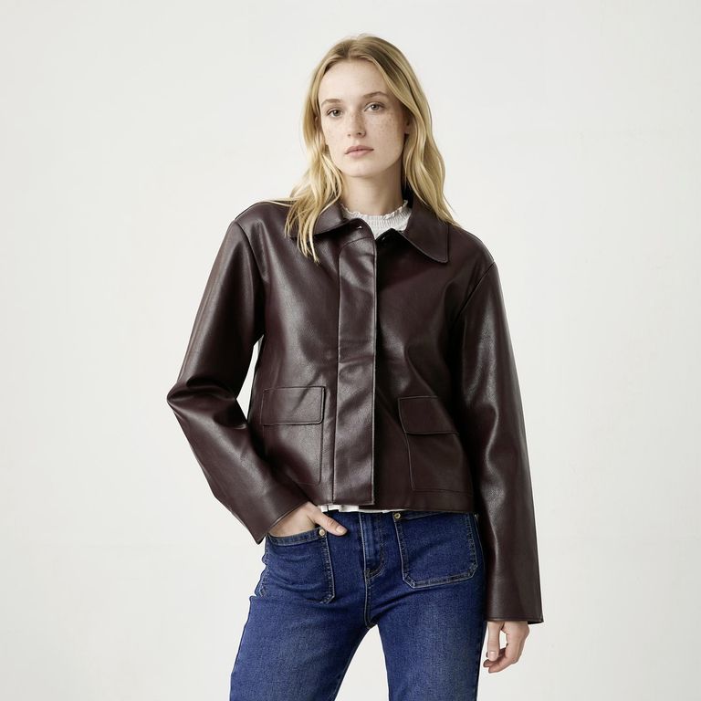 Chaqueta Efecto Cuero Mujer