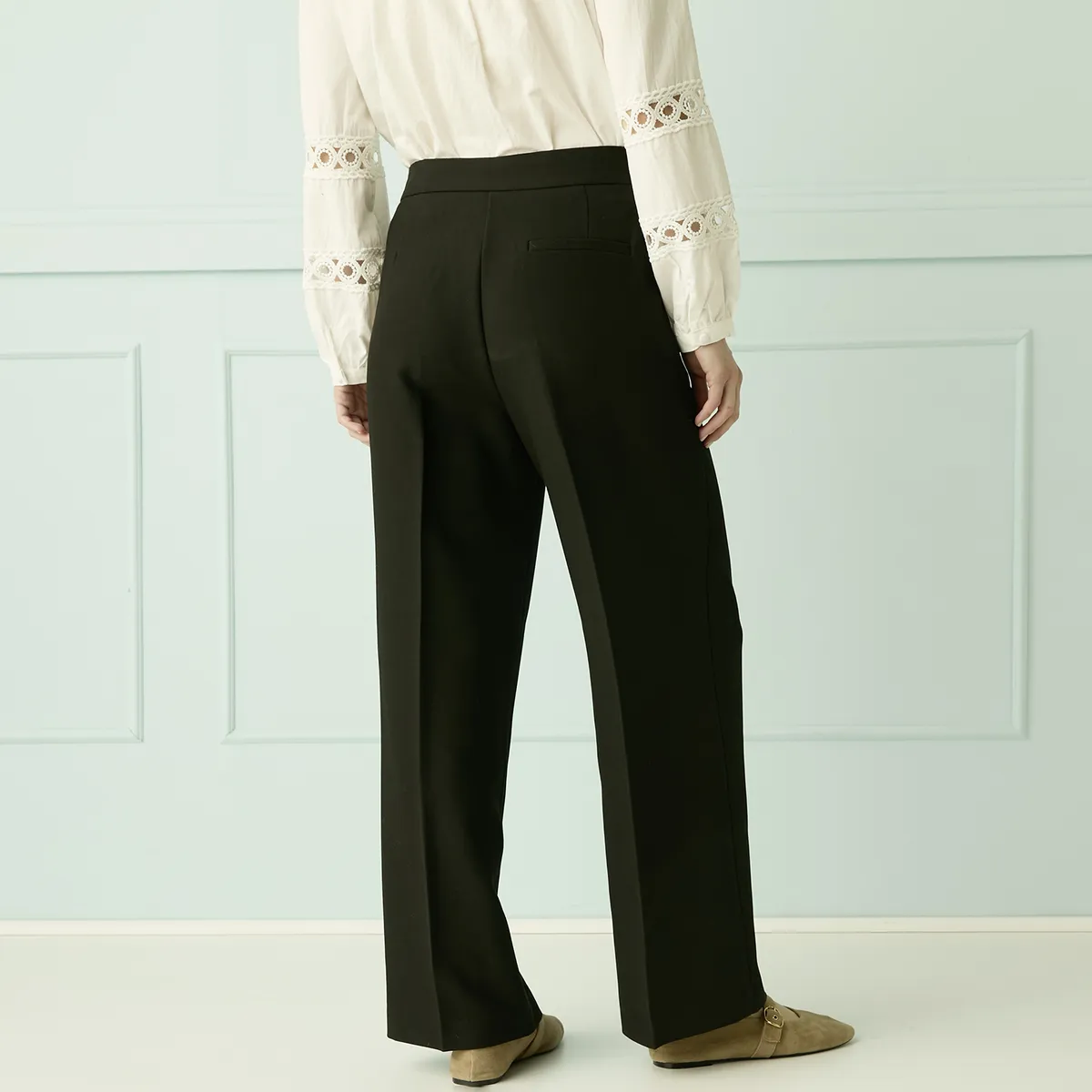 ELLE - Pantalón Tiro Alto Mujer Elle