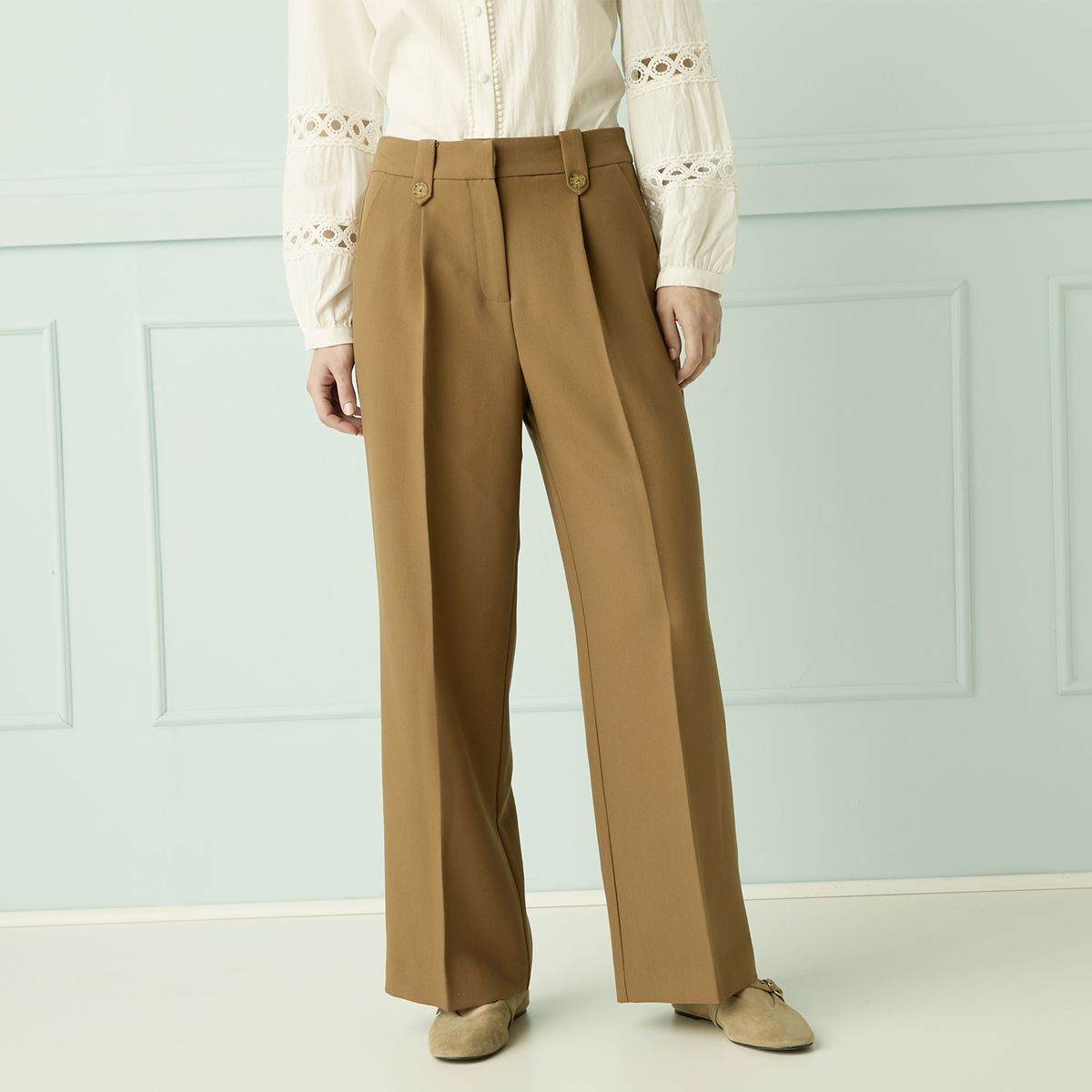 ELLE - Pantalón Tiro Alto Mujer Elle