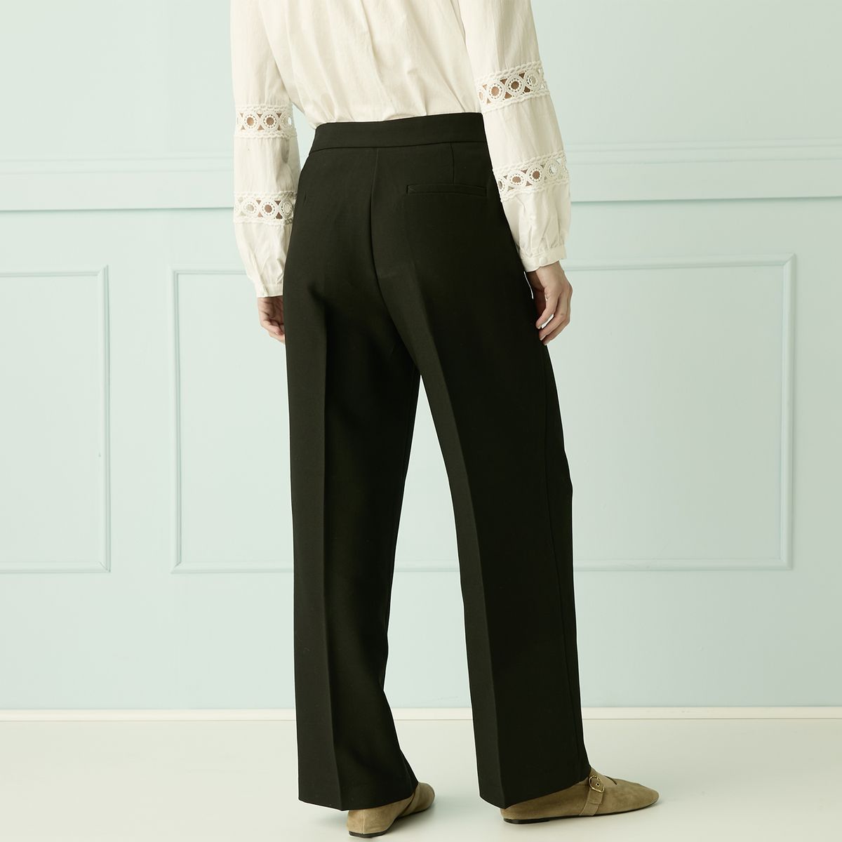 ELLE - Pantalón Tiro Alto Mujer Elle