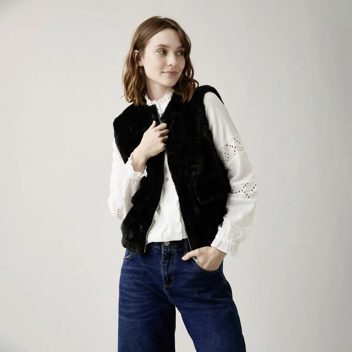 UNIVERSITY CLUB - Vest Peludo Mujer University Club