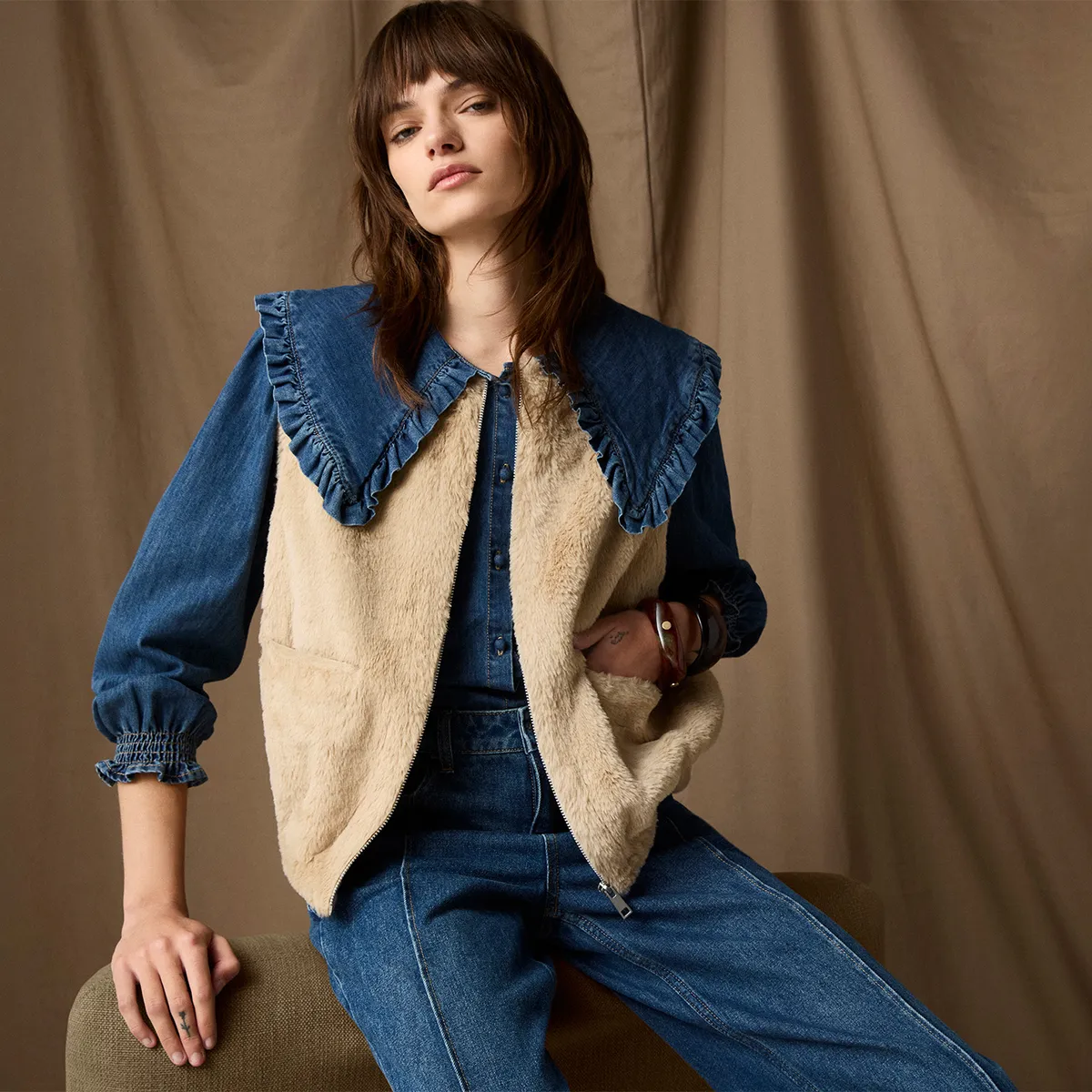 UNIVERSITY CLUB - Vest Peludo Mujer University Club