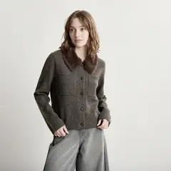 UNIVERSITY CLUB - Chaleco Cuello Peludo Mujer