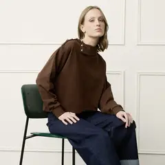 BASEMENT - Polerón Botones Mujer