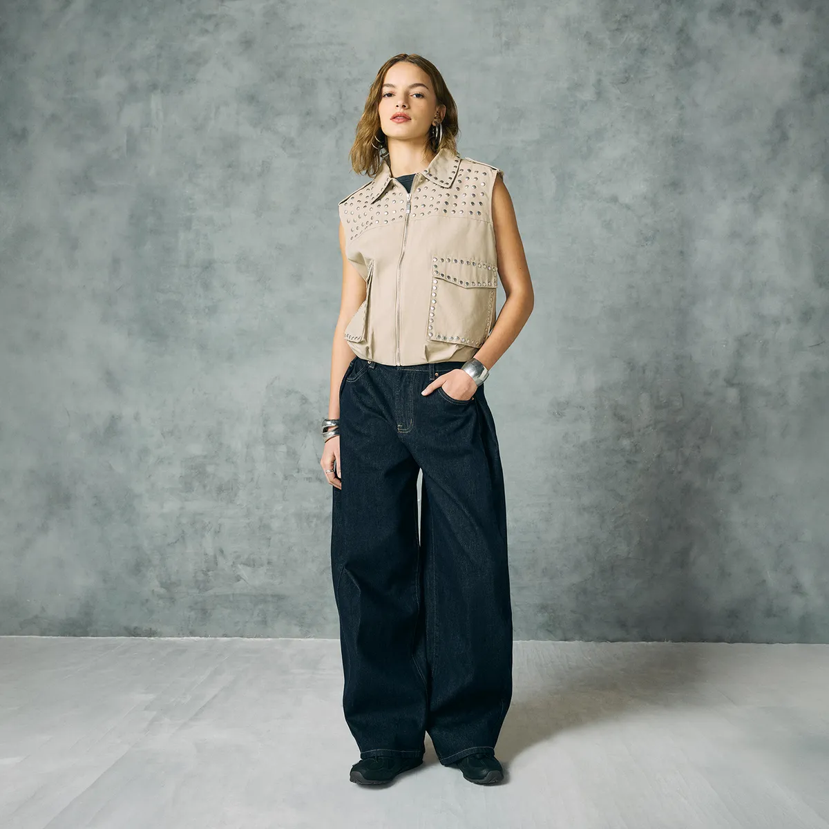 AMERICANINO - Jeans Baggy Tiro Medio Mujer Americanino