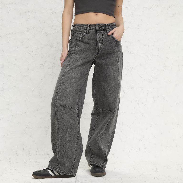 Jeans Baggy Tiro Medio Mujer