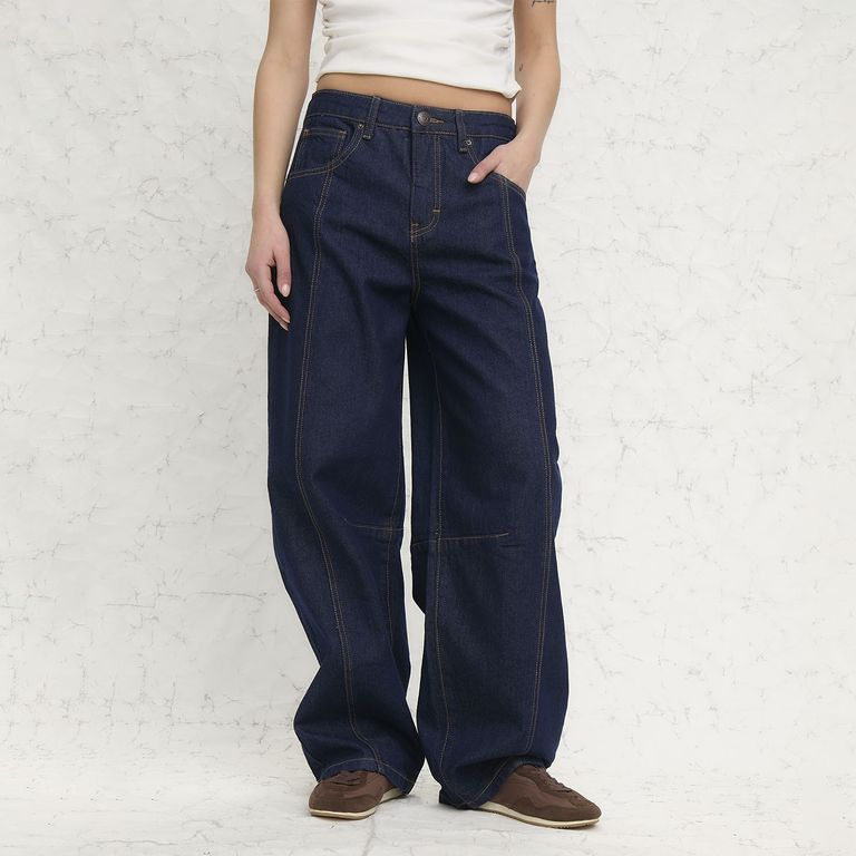 Jeans Baggy Tiro Medio Mujer