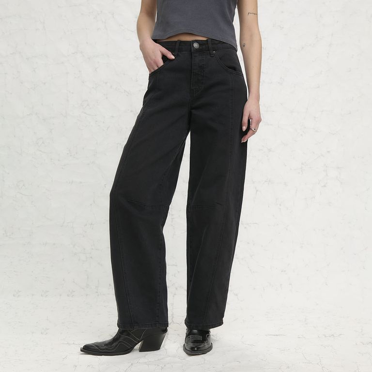 Jeans Baggy Tiro Medio Mujer