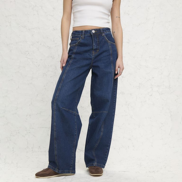 Jeans Baggy Tiro Medio Mujer