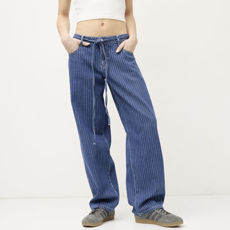 Jeans Cinturón Wide Leg Tiro Medio Mujer