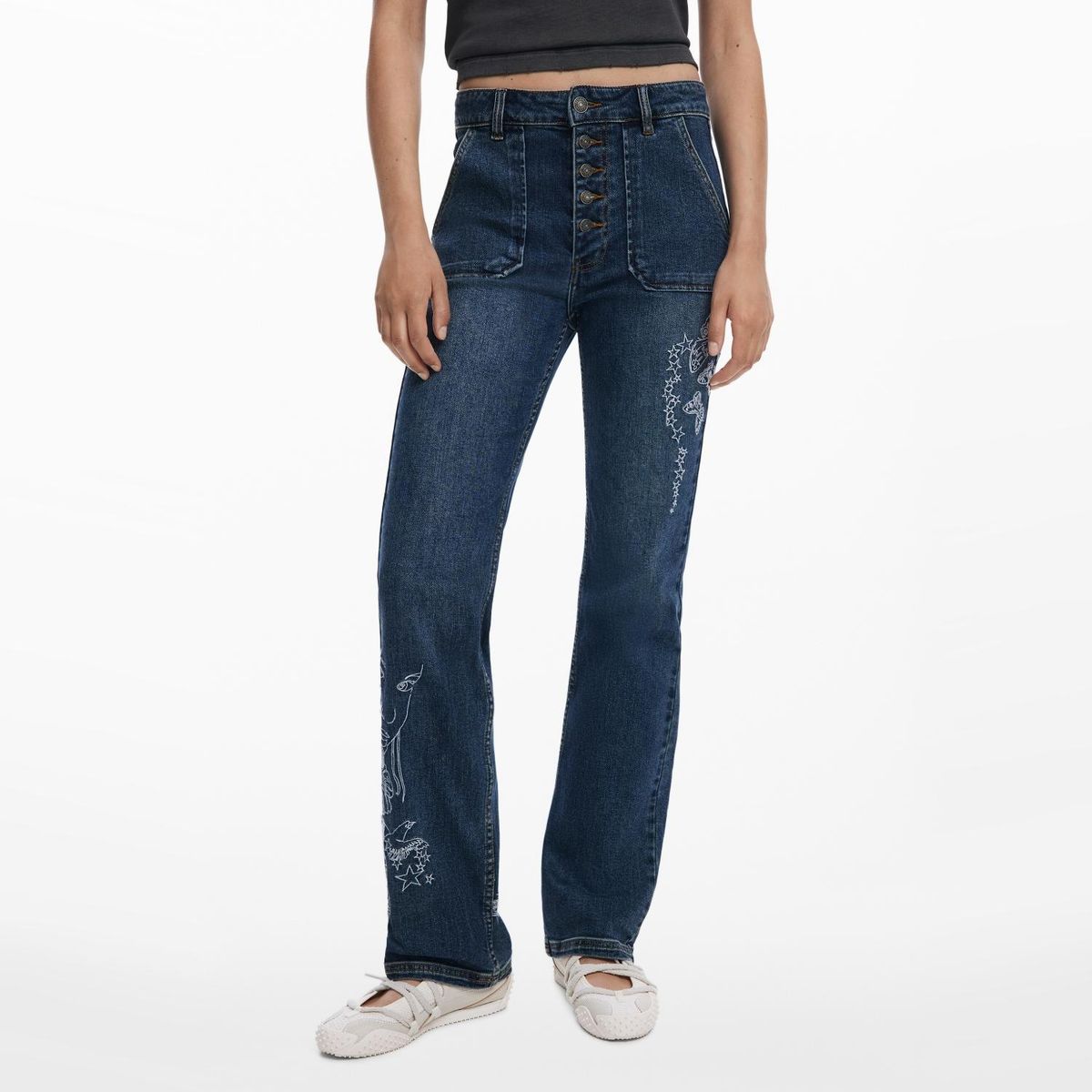 DESIGUAL - Jeans Regular Tiro Medio Mujer Desigual