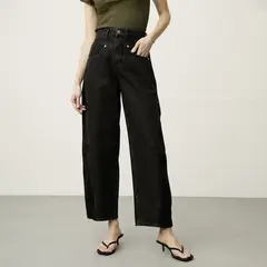 BASEMENT - Jeans Barrel Tiro Alto Mujer