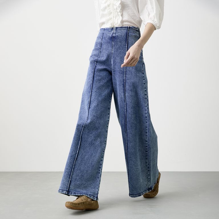 Jeans Wide Leg Tiro Alto Mujer
