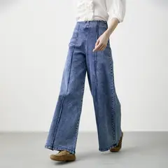 BASEMENT - Jeans Wide Leg Tiro Alto Mujer