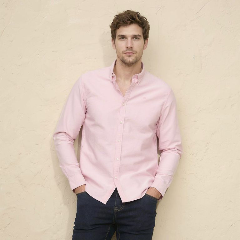 Camisa Manga Larga Oxford Slim Fit Algodón Hombre