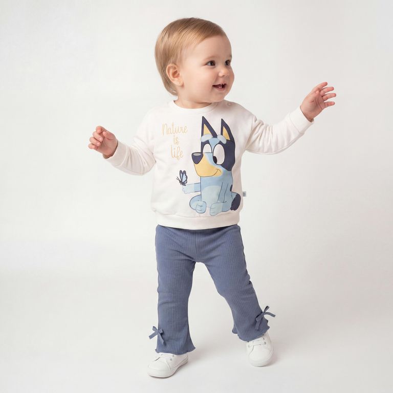BLUEY Conjunto Bebe Niña Polerón Más Calza Flare