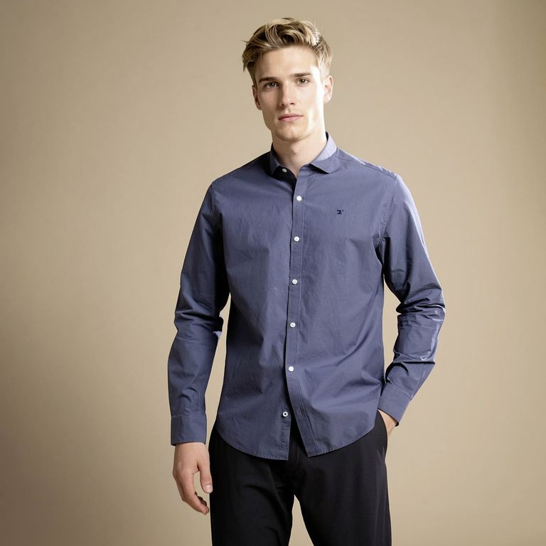 Camisa Manga Larga Hombre Slim Fit Algodón