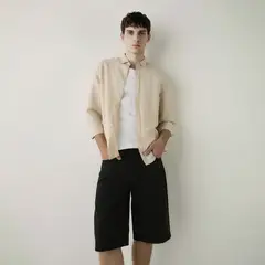 BASEMENT - Camisa Manga Larga Lino Hombre